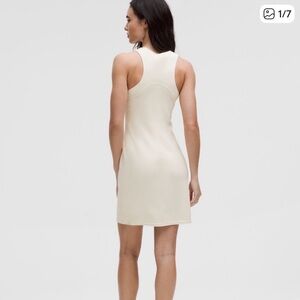 LULULEMON RIBBED SOFTSTREME
SLIM FIT TANK DRESS IN LIGHT IVORY SZ 10